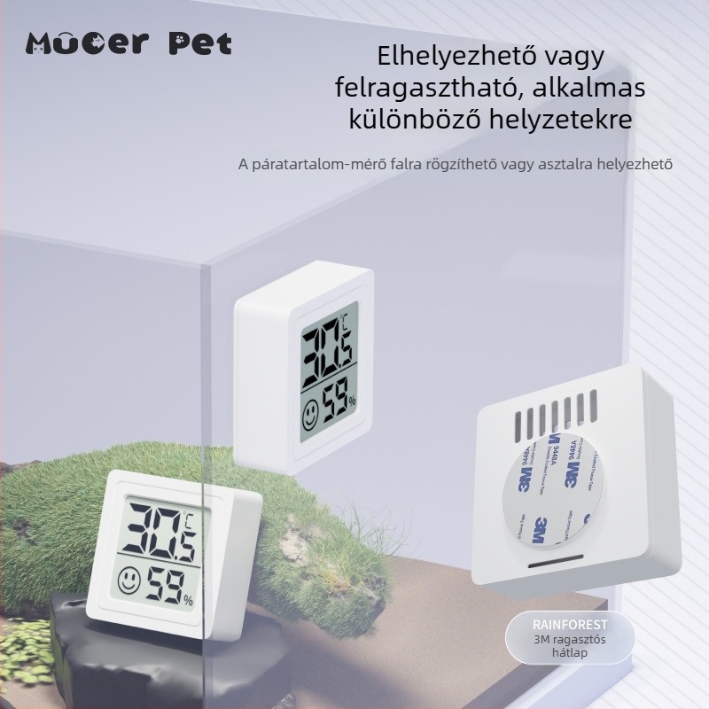 Vízálló mini termosztát hőmérséklet- és páratartalom-mérővel hüllő terráriumhoz, fűtőpad a csomagban