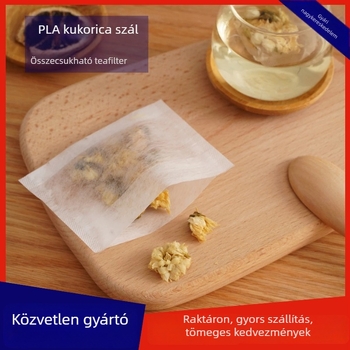 6,5×7 cm kukorica rostból készült egyszer használatos teafilter zacskó, visszahajtott kivitelben, gyógynövény teához