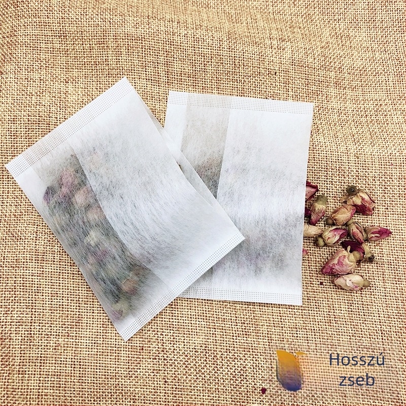 6,5×7 cm kukorica rostból készült egyszer használatos teafilter zacskó, visszahajtott kivitelben, gyógynövény teához
