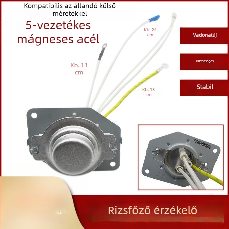 5-vezetékes hőmérséklet-érzékelő rizsfőzőhöz, mágneses acélból készült edényaljjal és ötvezetékes termosztáttal – hőmérséklet-korlátozó, elektromos nyomásos edényhez
