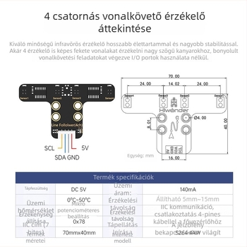 Phantom négycsatornás vonalkövető szenzor modul intelligens mini autó robothoz infravörös fekete-fehér vonalfelismeréssel
