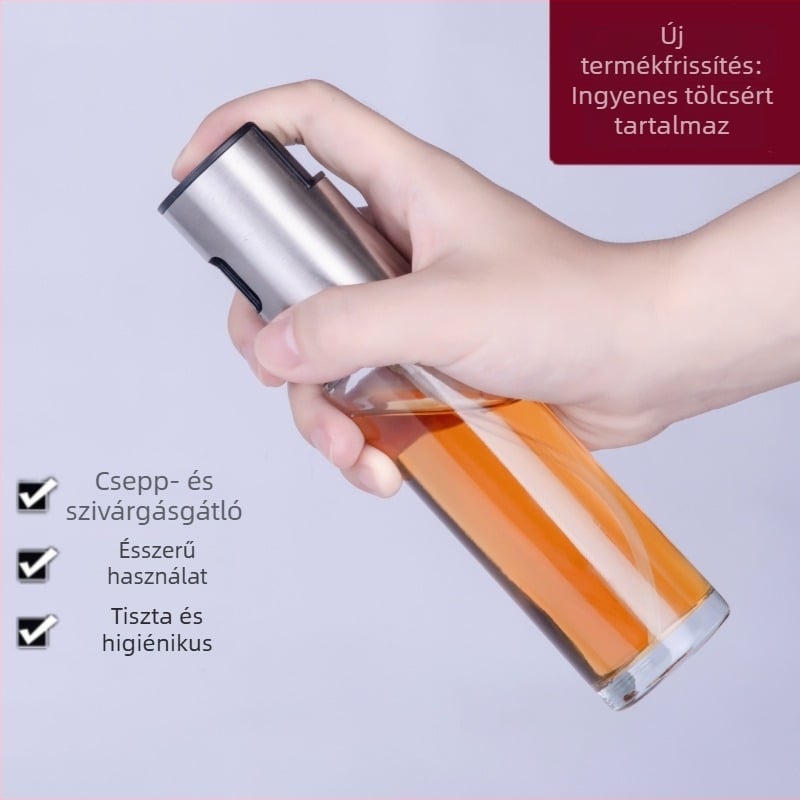 Konyhai üveg olajspray palack, szivárgásmentes, finom permet, szójaszószhoz, ecethez és grillhez