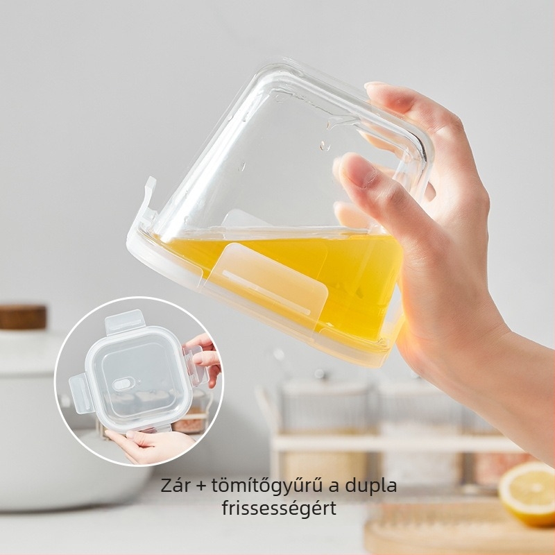 Élelmiszer-minőségű üveg tároló, hőálló, mikrohullámú sütőben használható, hermetikusan zárható, fűszerekhez és tároláshoz