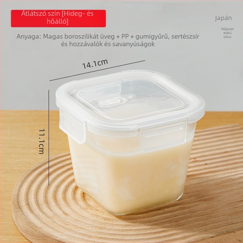 Élelmiszer-minőségű üveg tároló, hőálló, mikrohullámú sütőben használható, hermetikusan zárható, fűszerekhez és tároláshoz