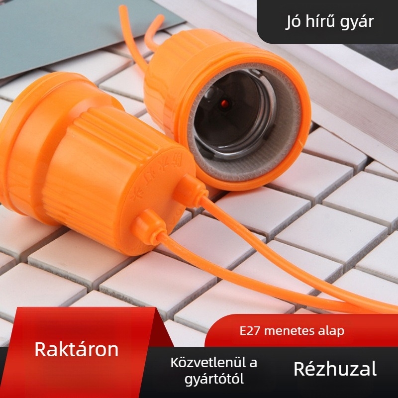 E27 LED lámpatartó, vízálló, magas hőmérséklet-tűrő, tűzálló, kerámia belsővel