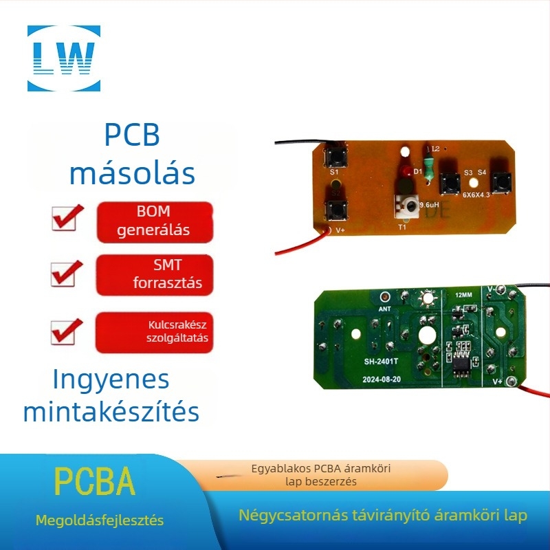27M négycsatornás adó-vevő panel és távirányító modul – teljes készlet játékautóhoz
