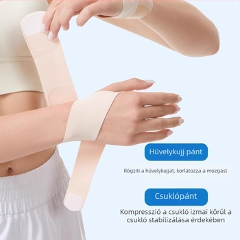 Nagyujj ínhüvely védő, vékony csuklóra illeszkedő rögzítő, csukló immobilizáló, egérhasználathoz nagyujj védőhüvely