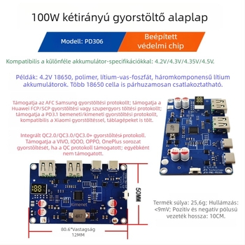 100W-os power bank kétirányú gyorstöltéses modul – áramkörös PCB DIY alaplap PD3.0/QC protokoll