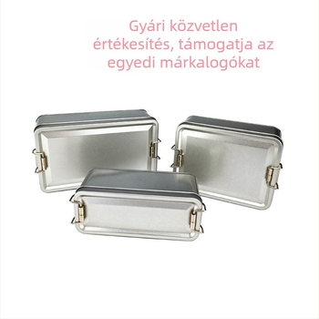 Ananászos süteményekre készült ónlemez csomagolódoboz zárható fém kapoccsal, zárt teásdoboz, esküvői ajándék, ebéddoboz, virágtartó