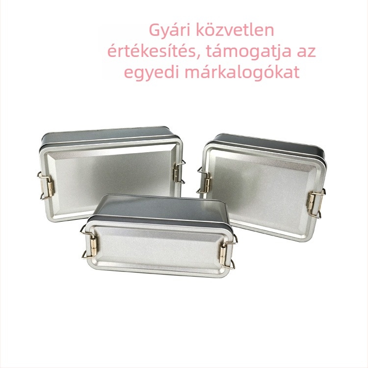 Ananászos süteményekre készült ónlemez csomagolódoboz zárható fém kapoccsal, zárt teásdoboz, esküvői ajándék, ebéddoboz, virágtartó
