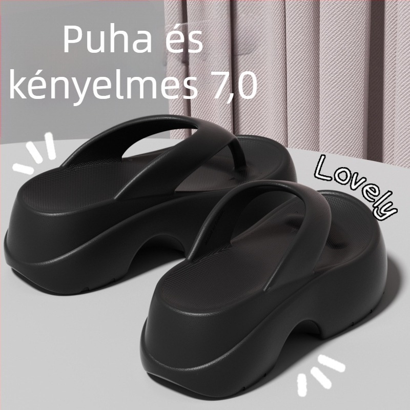 Női vastag talpú flip-flop, nyárra, koreai stílus, kényelmes és könnyű, strandra és nyaralásra
