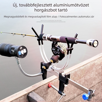 Állítható teljesen fémből készült raft horgászbot-tartó, többirányú forgatással és összehajtható rögzítővel, horgászathoz hídon, rafton, csónakon és a tengeren