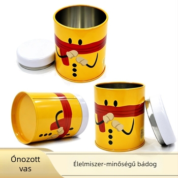 Egyedi teásfém-doboz, kör alakú zárható doboz teához, virágos tea csomagolás