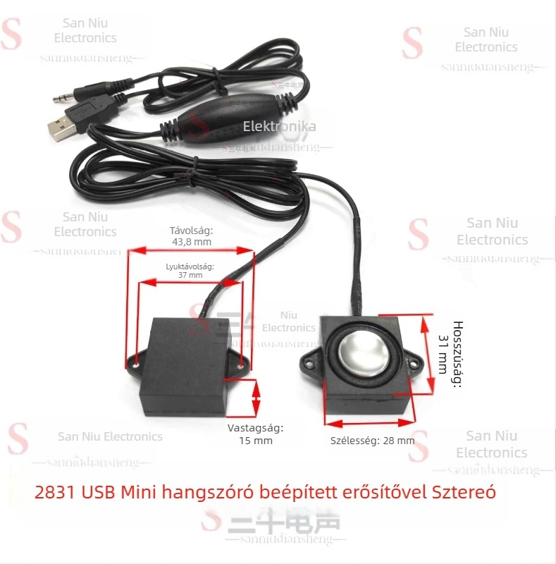 2831USB Kompakt hangszóró beépített erősítővel PC-re és telefonra, külső sztereó hangszóró