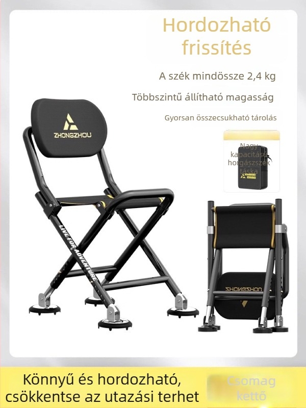 Új kültéri horgászszék, többfunkciós, összecsukható, minden terephez igazodó, több szintű állítás