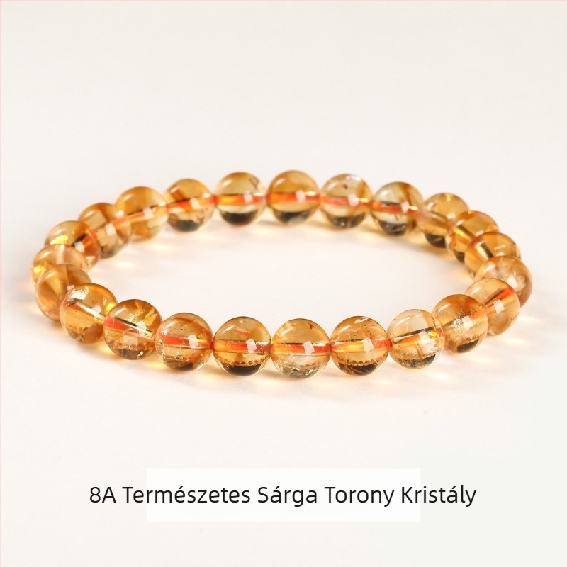Jingde Jewelry 7A Természetes sárga citrin – geometrikus gyöngyös karkötő, uniszex, kézzel készített kristály ékszer