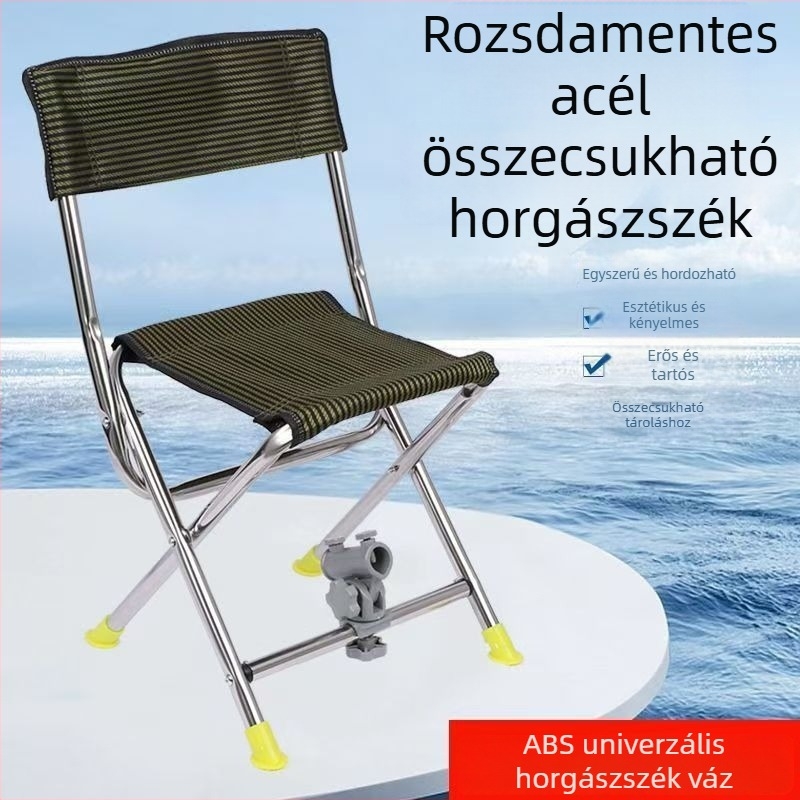 Rozsdamentes acélból készült horgász szék – hordozható, összecsukható, többfunkciós