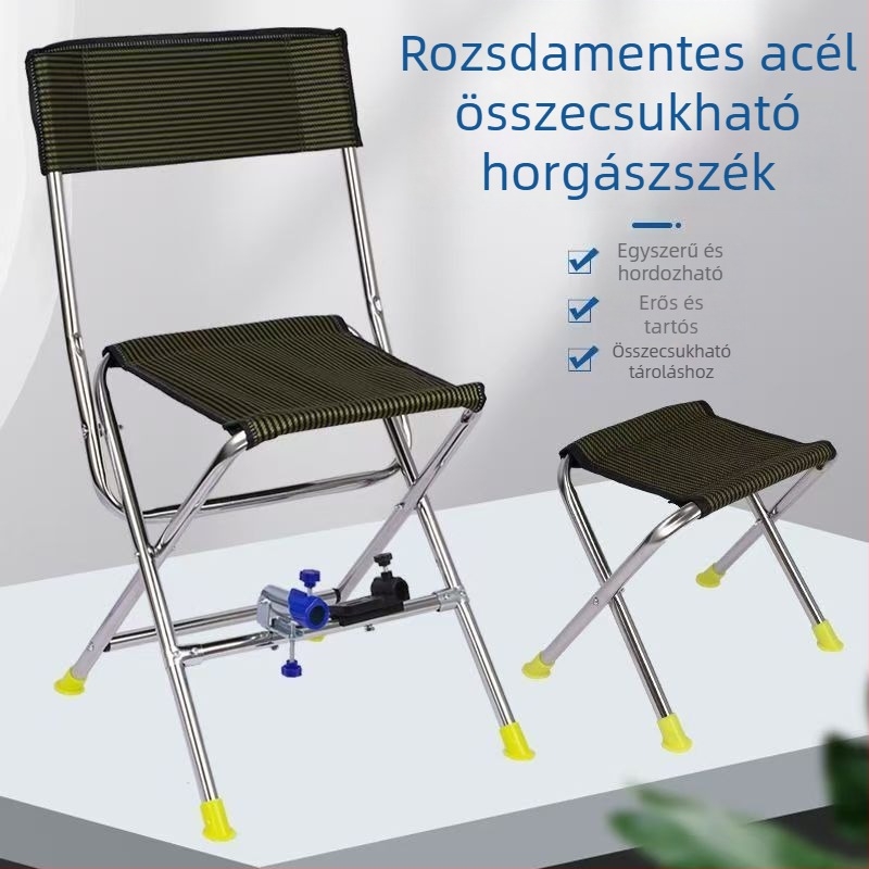 Rozsdamentes acélból készült horgász szék – hordozható, összecsukható, többfunkciós