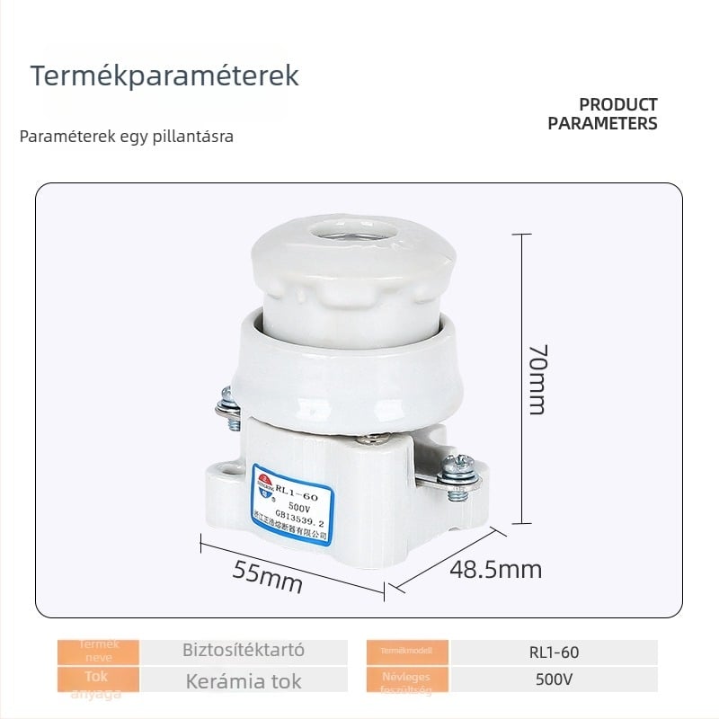 Zhenghao RL1-60 kerámiás spirálos biztosítótámasz, 60A, 500V