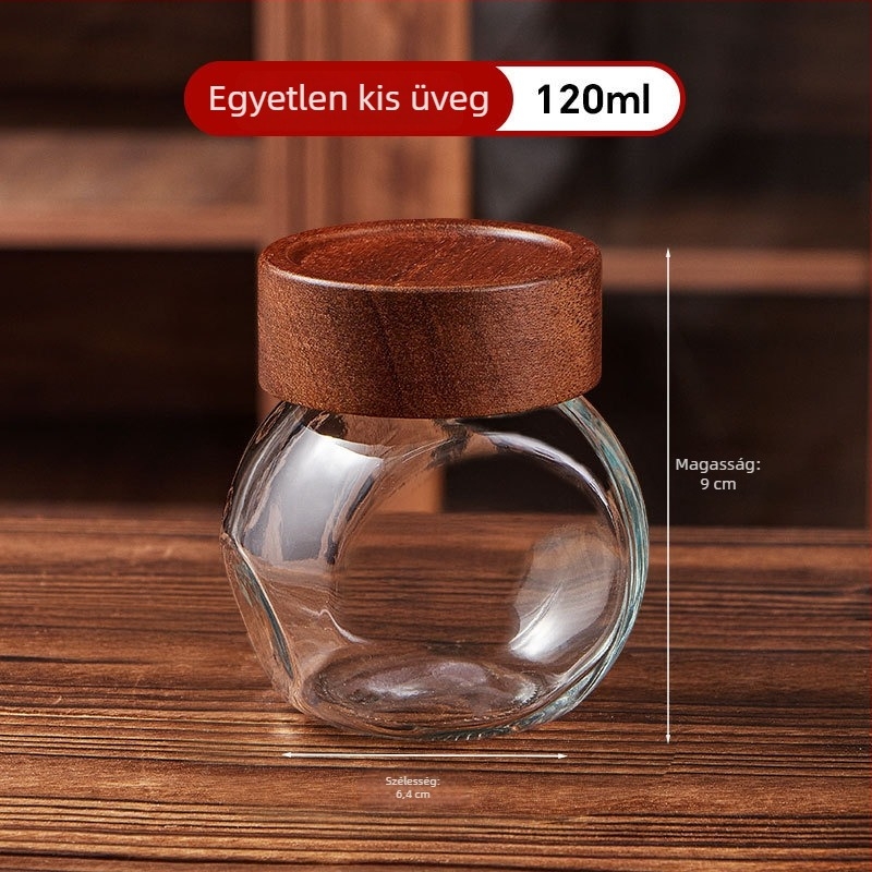 Élelmiszer-minőségű üveg kávészemek és őrölt kávé tárolására, mini zárható üveg készlet