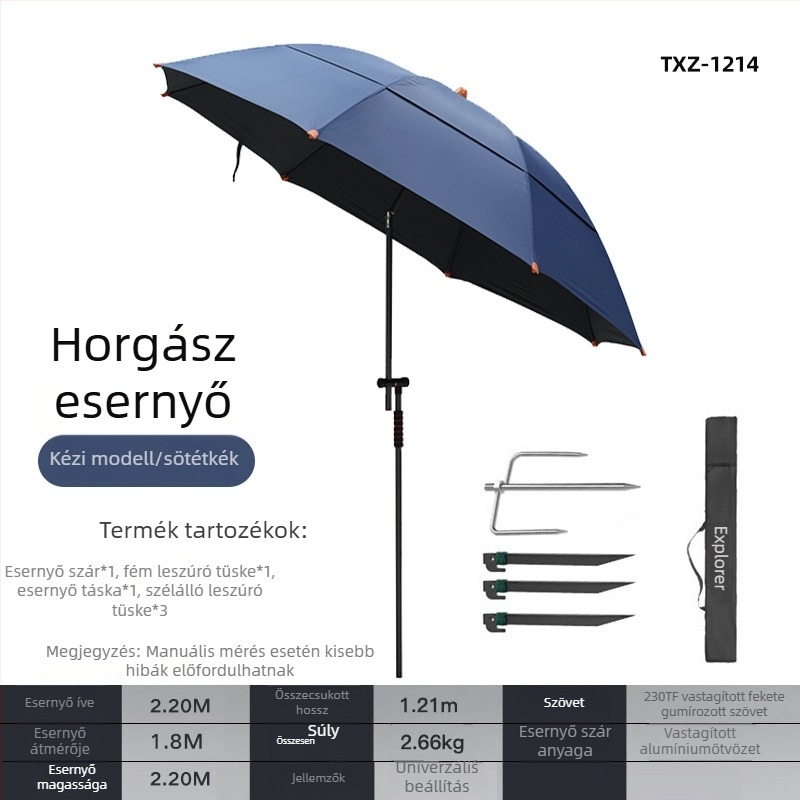 Explorer horgásznapernyő, nagy, háromszakaszos összehajtható UV-védelmével, 2.2–2.4 m