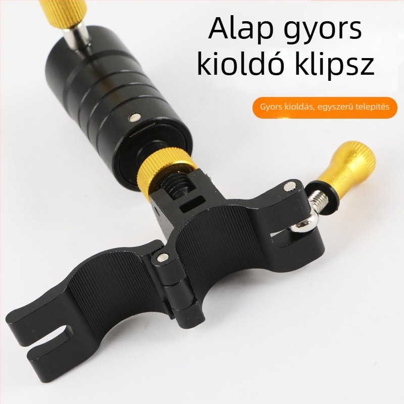 Horgász székre szánt kiegészítők, négy részes készlet: turret állványtartó, univerzális csat, csali tál, fekete-arany napellenző állvány