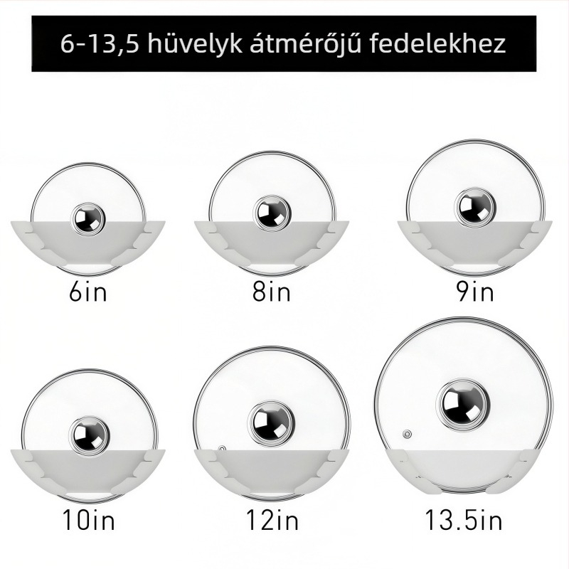 Műanyag falra szerelhető konyhai spatula- és fazékfedő tartó