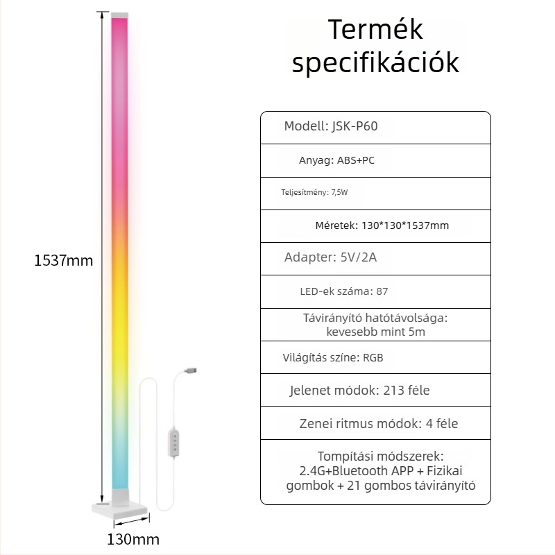 Háromszög alakú állólámpa RGB LED-szalaggal atmoszférikus megvilágításhoz, Bluetooth hangérzékelős saroklámpa játékos szobába és bárba