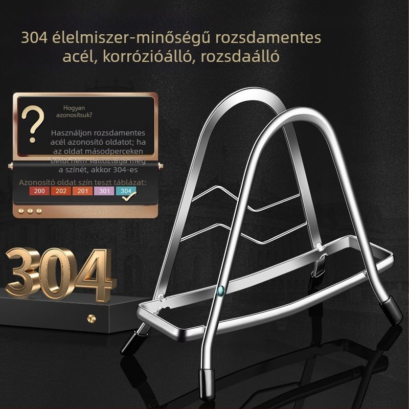 Rozsdamentes acél vágódeszka tartó, vastagított kivitel, konyhai többfunkciós állvány