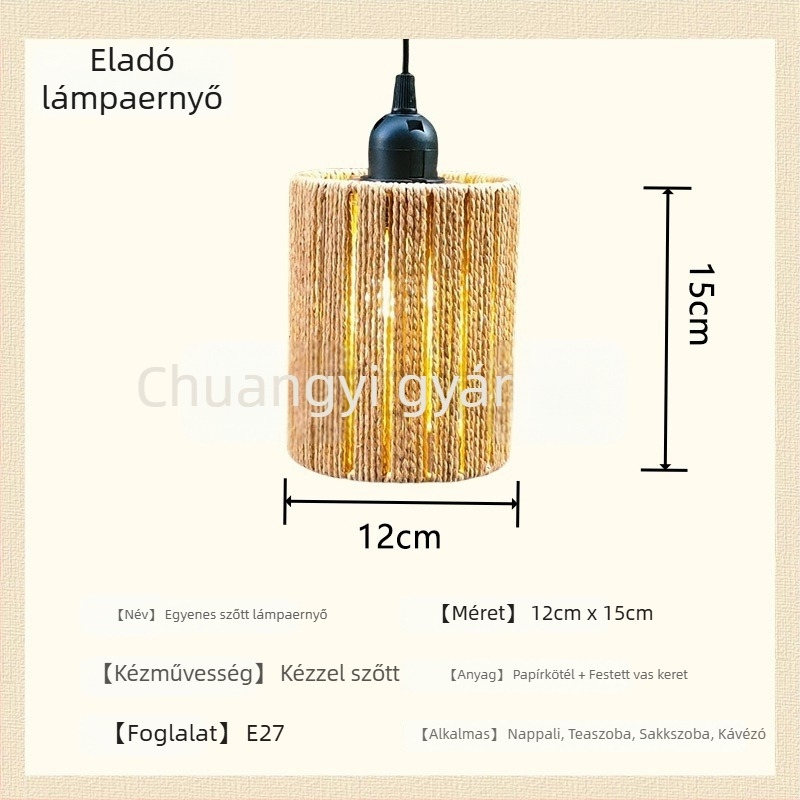 Rattan szövött lámpabura függőlámpához, zen stílusú, japán ihletésű, nappaliba, étkezőbe és dolgozószobába