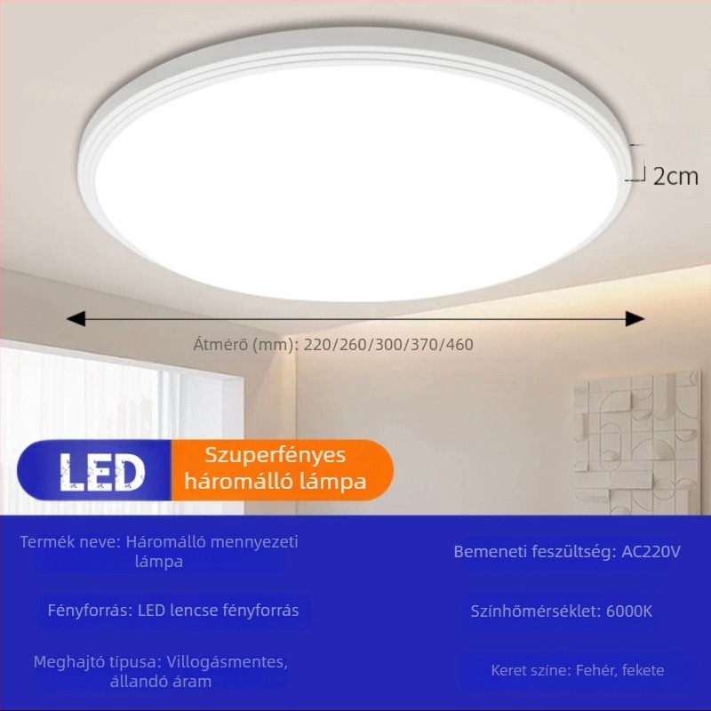 Teljesen zárt LED mennyezeti lámpa, ultra vékony, modern minimalista stílusban, hálószoba, erkély és fürdőszoba számára, szemvédő fény, körkörös fő fény
