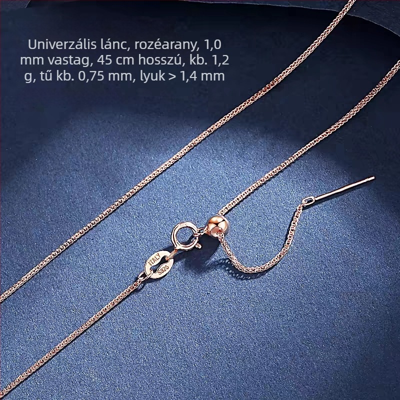 925 ezüstből készült nyaklánc Chopard-stílusú lánccal, kulcscsont-nyaklánc DIY kis lyukkal, gyöngyös és gyöngyökkel díszített lánc
