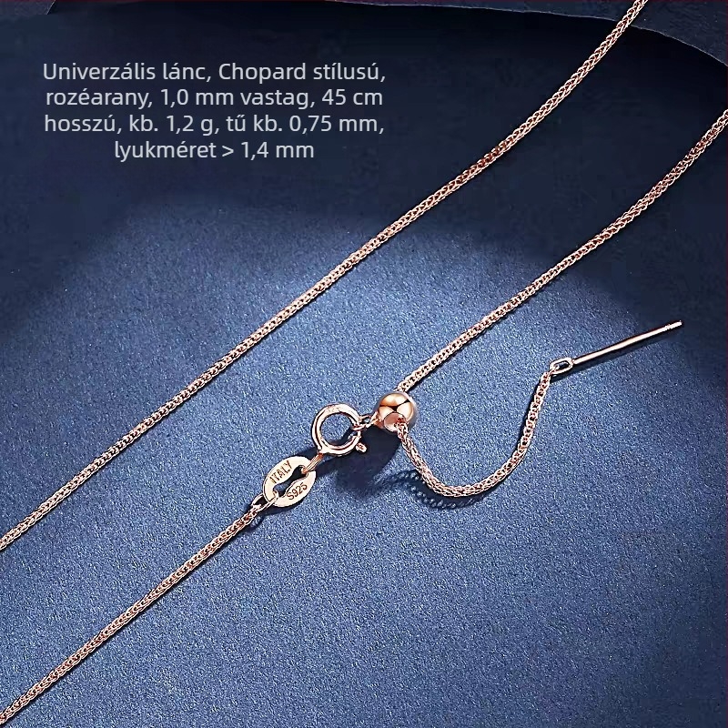 925 ezüstből készült nyaklánc Chopard-stílusú lánccal, kulcscsont-nyaklánc DIY kis lyukkal, gyöngyös és gyöngyökkel díszített lánc