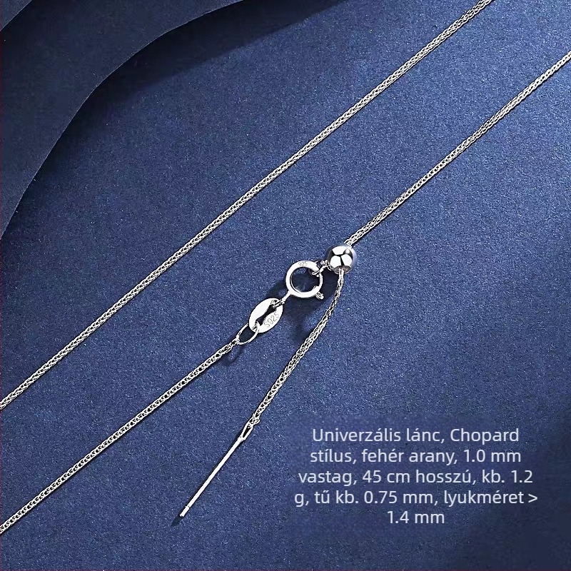 925 ezüstből készült nyaklánc Chopard-stílusú lánccal, kulcscsont-nyaklánc DIY kis lyukkal, gyöngyös és gyöngyökkel díszített lánc