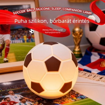 Szilikonból készült futball-labda formájú éjjeli lámpa érintésre működő kapcsolóval, hálószobai hangulatvilágítás, kreatív ajándék gyerekek szülinapjára