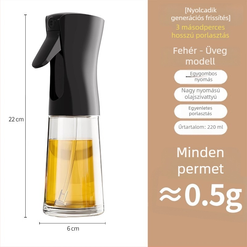 Üvegből készült olajspray palack konyhához és air fryerhez, olajpermetező atomizációval
