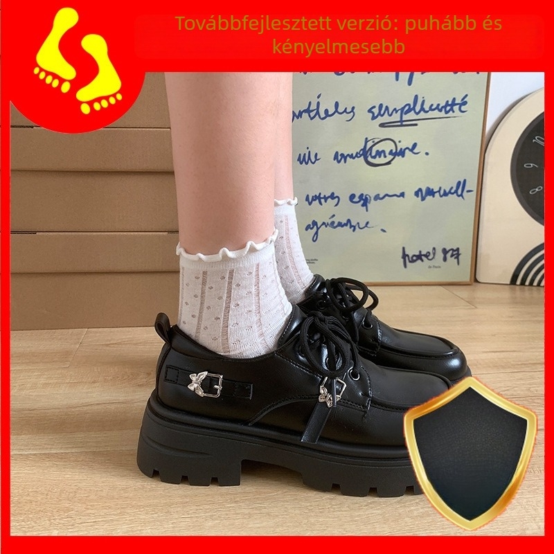 Női bőr loaferek platformos kialakítással, vastag talppal, Mary Jane retro stílusban, brit stílus