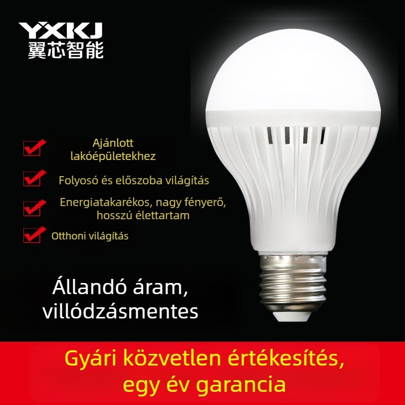 LED izzó 220V, E27-es búvófoglalattal, energiatakarékos, állandó áramú, otthoni használatra, ingatlankezeléshez, közlekedők és folyosók számára