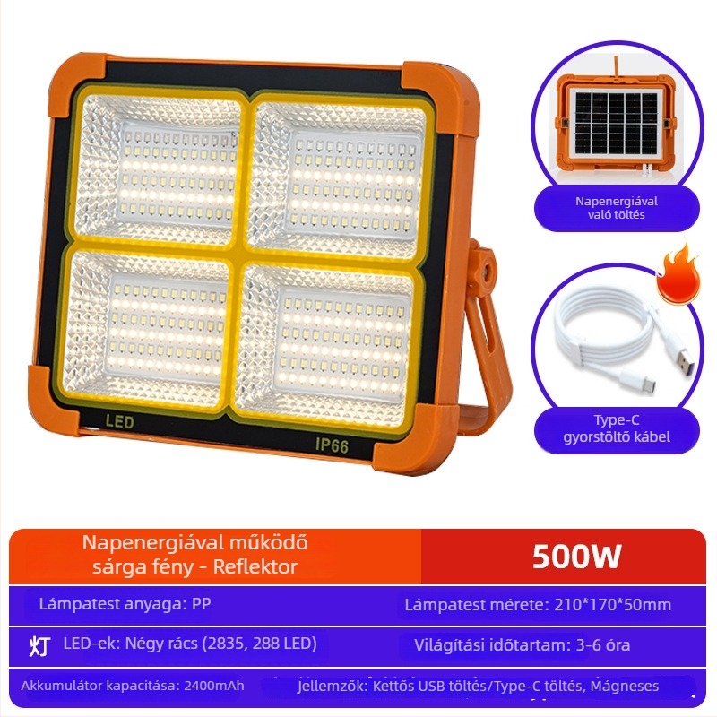 Napelemes vészvilágítás kültéren, USB-töltésű sátorlámpa, kempinglámpa, multifunkcionális LED világítás