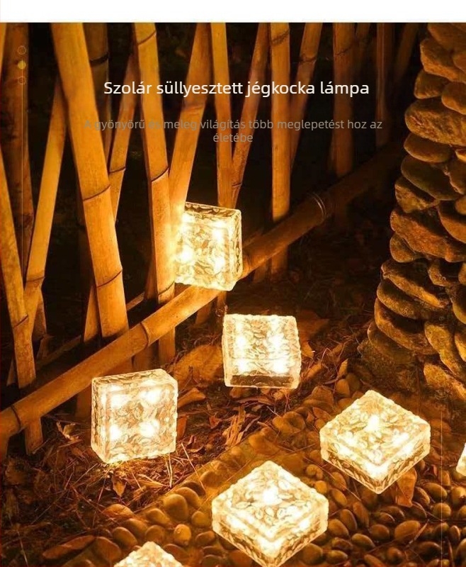 Kültéri napelemes lámpák, vízálló kert táj dekoráció, Ice Brick lámpák, üveglapos padlólapok, négyzet alakú föld alatti világítás, kerti világítás