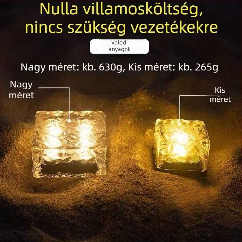 Kültéri napelemes lámpák, vízálló kert táj dekoráció, Ice Brick lámpák, üveglapos padlólapok, négyzet alakú föld alatti világítás, kerti világítás