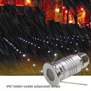 LED kültéri vízálló 1W mini föld alatti lámpa, négyszögletes, IP67, Ø17 mm nyílás, 3000K meleg fehér