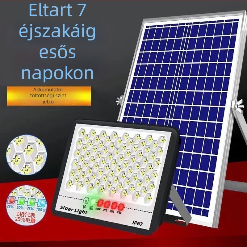 Napelemes kültéri lámpa kertre és utcai világításra, több teljesítmény opció: 300W, 3000W, 5000W, 10000W; IP65; 36V; SMD2835