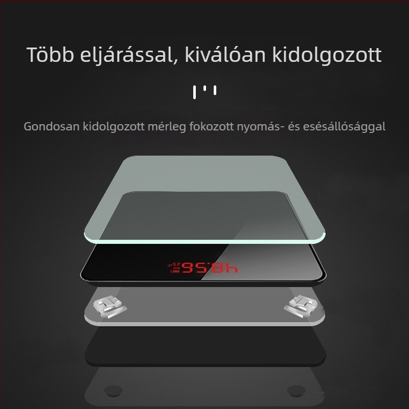 Amuksen otthoni testsúlymérleg, pontos elektronikus mérleg rejtett LED kijelzővel, újratölthető, testsúly mérés 180 kg-ig