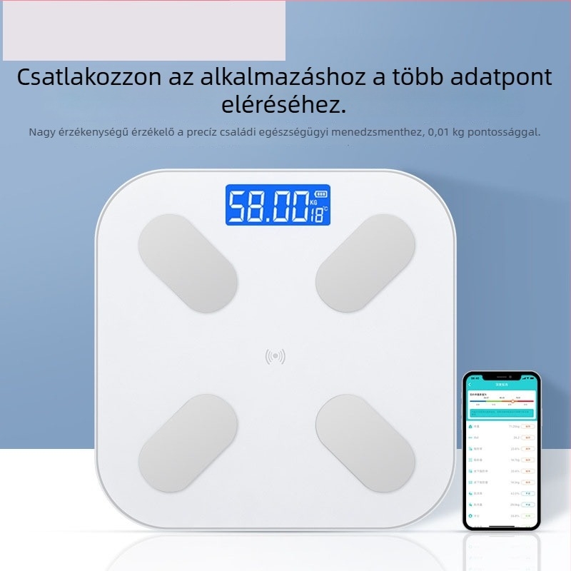 Okos testzsírmérő mérleg Bluetooth-kapcsolattal - Digitális otthoni használatra