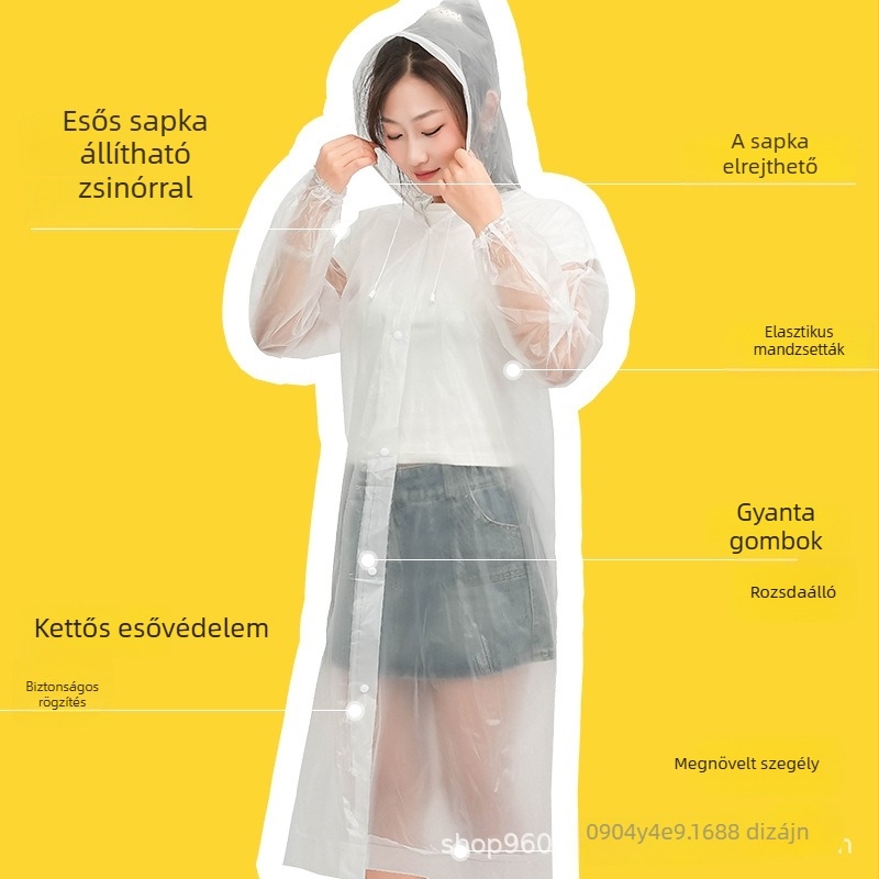 EVA felnőtt egyrészes esőkabát, könnyű, vízálló, kültéri használatra