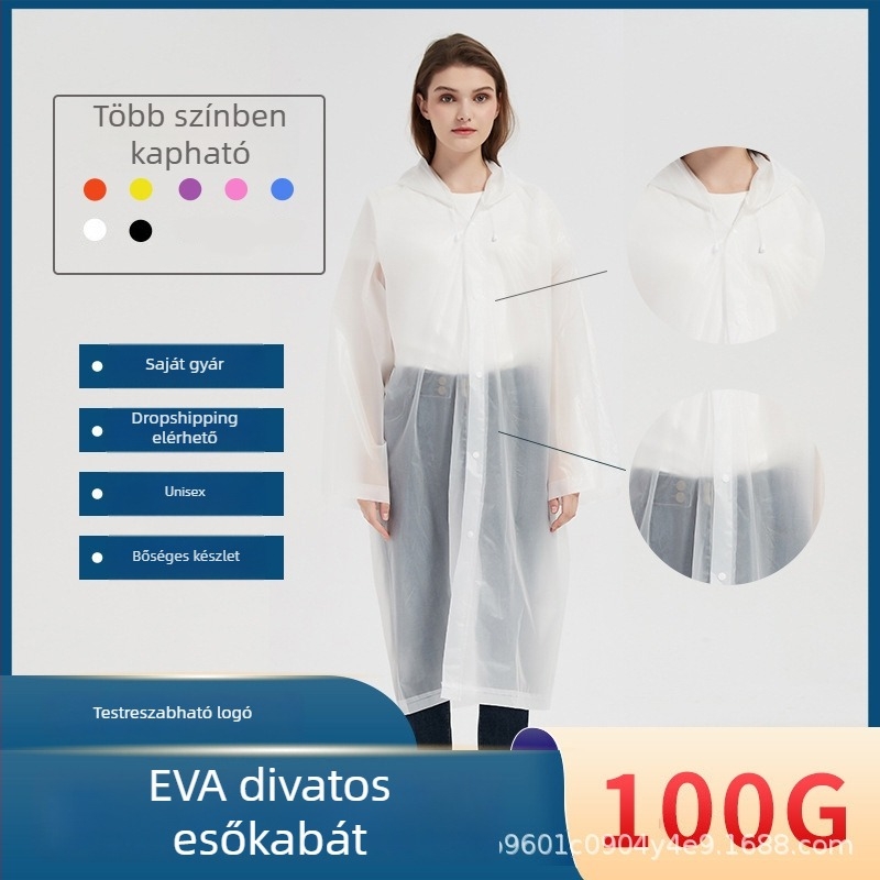 EVA felnőtt egyrészes esőkabát, könnyű, vízálló, kültéri használatra