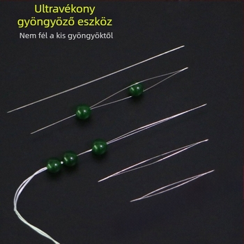 Ultra vékony gyöngyfűző tű karkötőkhöz és nyakláncokhoz, tű a szálhoz, DIY kézműves tű, hosszú és vékony nyitott végű gyöngyfűző tű