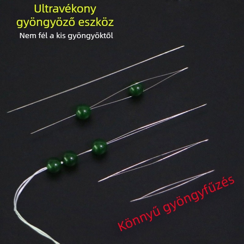 Ultra vékony gyöngyfűző tű karkötőkhöz és nyakláncokhoz, tű a szálhoz, DIY kézműves tű, hosszú és vékony nyitott végű gyöngyfűző tű