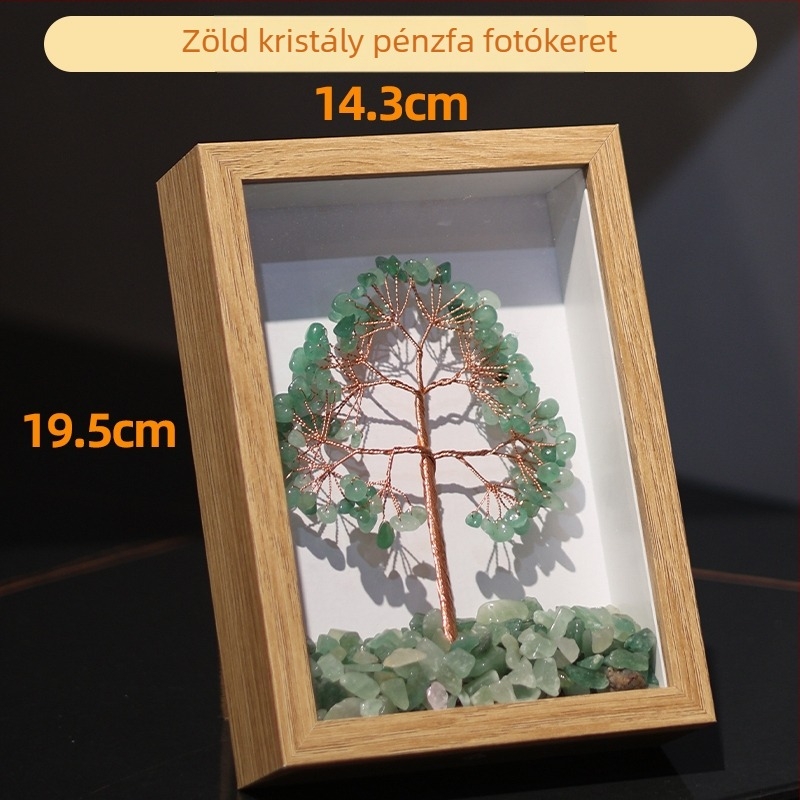 Rózsaszín kristályfa fotókeret – elegáns lakberendezés nappaliba, előszobába és irodába